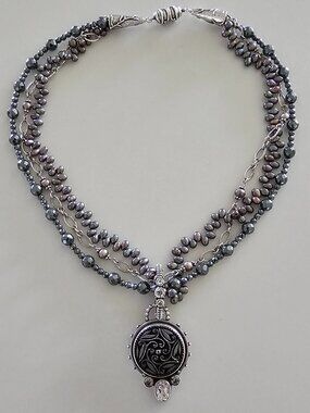 Echo of the Dreamer Mars & Valentine Multi Strand Pearl Sterling Silver Necklace